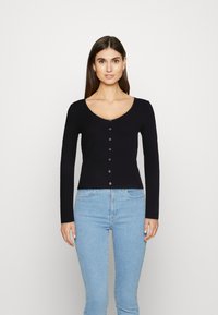 TOM TAILOR DENIM WITH BUTTONS - Langarmshirt - deep black
