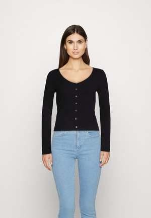 TOM TAILOR DENIM WITH BUTTONS - Langarmshirt - deep black