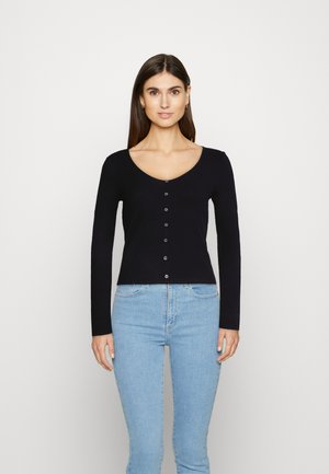 WITH BUTTONS - Pikkade varrukatega topp - deep black