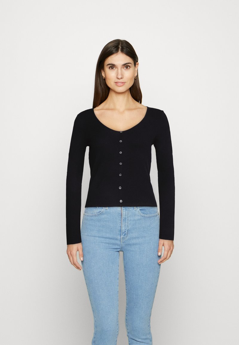 TOM TAILOR DENIM WITH BUTTONS - Langarmshirt - deep black