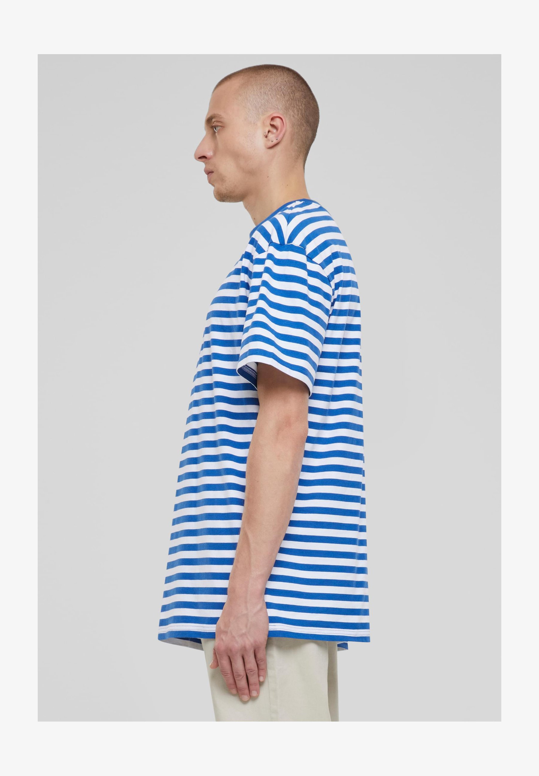 Urban Classics Camicia Estiva A Righe Uomo: Bianco E Blu, Manica Corta, Tessuto Traspirante