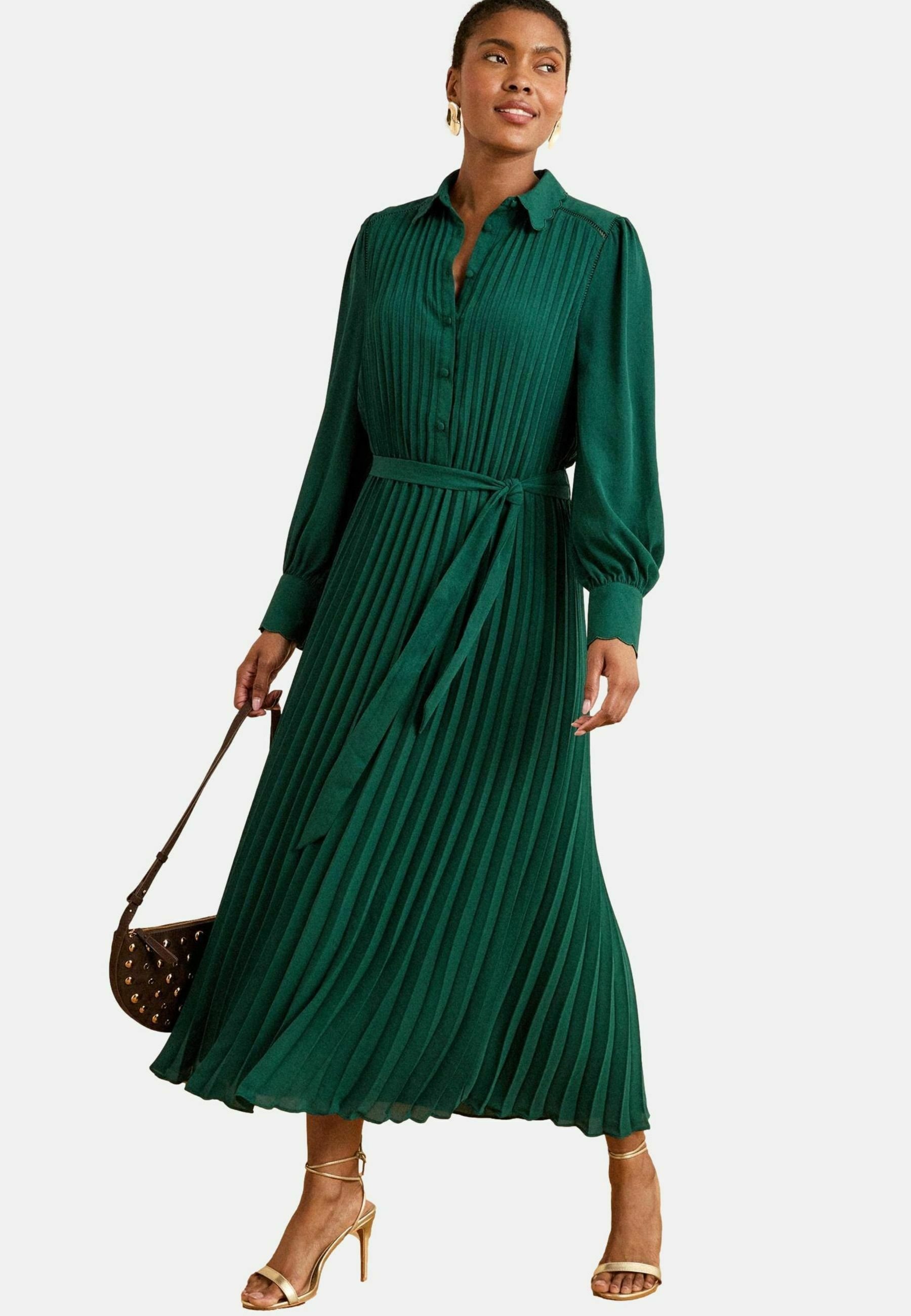Love & Roses REGULAR FIT - PLEATED MIDI DRESS . - Shirt dress - green -  Zalando