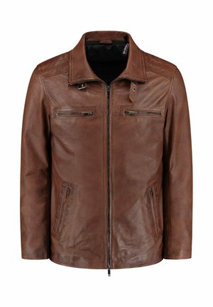 CYCAS D'OR, WITH REMOVABLE COLLAR 2 IN 1  - Læderjakker - cognac brown