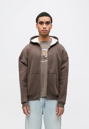 BOXY LINED - Camisola com fecho - brown