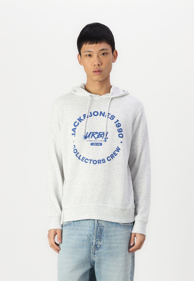 Jack & Jones JJECALEB VARSY HOOD - Felpa con cappuccio - stormy weather/grigio scuro - Zalando