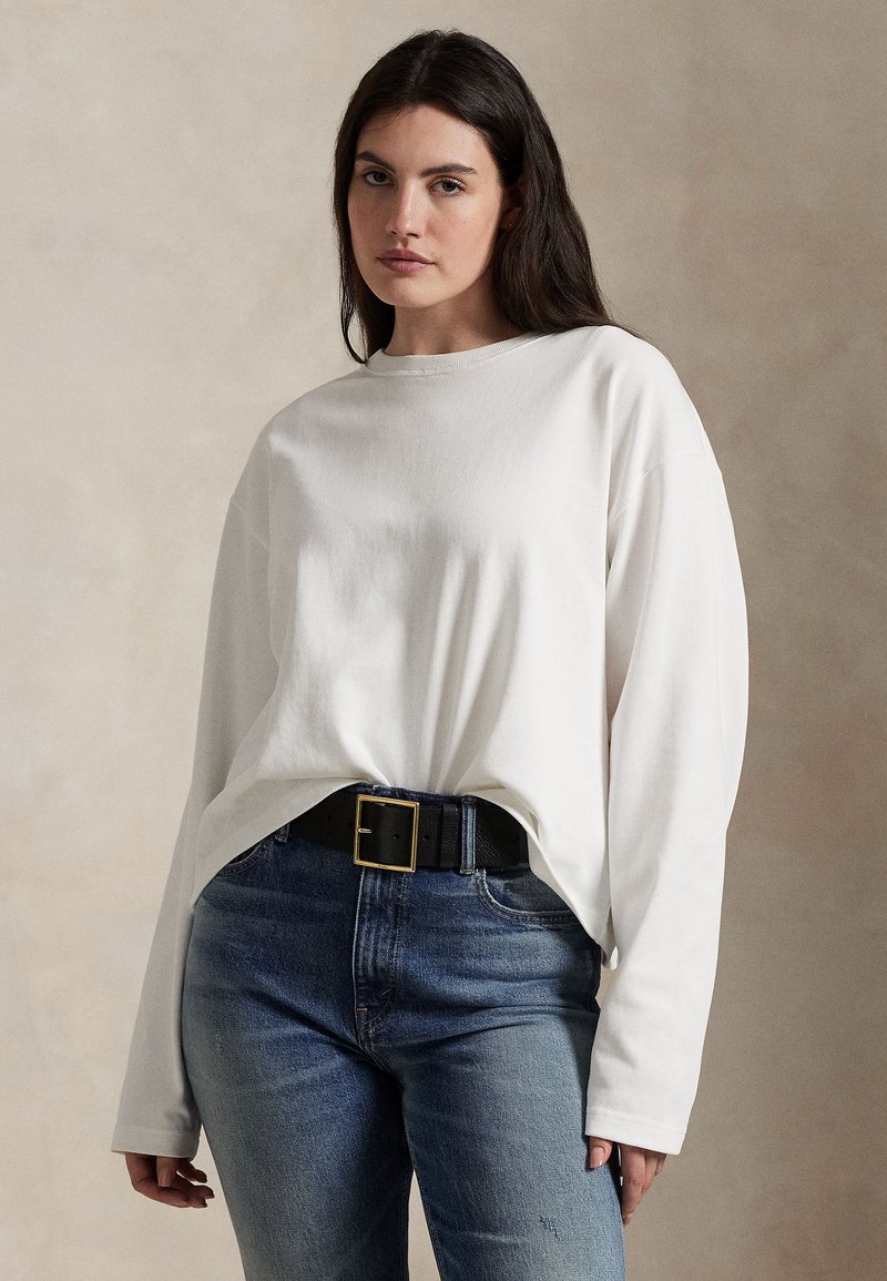 Polo Ralph Lauren CROPPED COTTON JERSEY LONG SLEEVE TEE - Hosszú ujjú felső - white