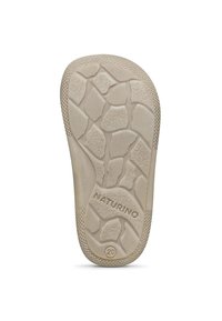 Beige rubber outsole with a textured tread pattern, featuring the brand name "NATURINO" and size "20" embossed on the surface.