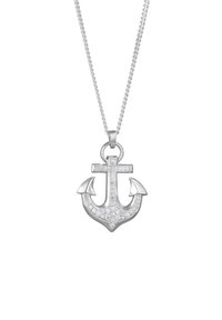 Silver anchor hängehalsband med glittrande klara stenar i ankaret, med en tvinnad kedja.