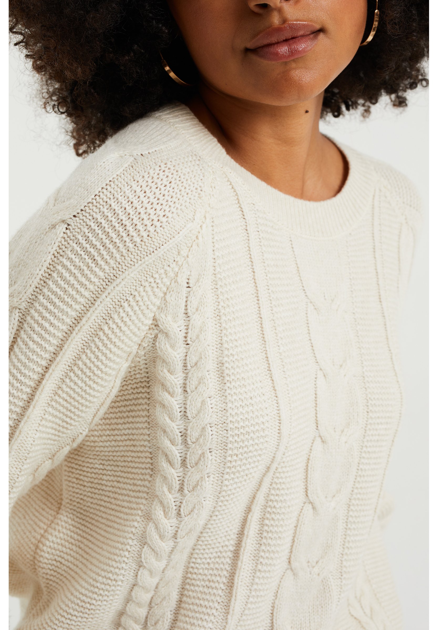 WE Fashion DAMES KABELGEBREIDE TRUI - Trui - off-white/crème - Zalando.nl