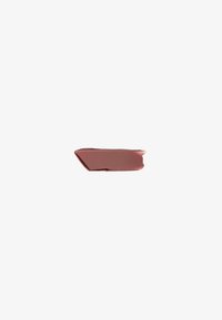 Matte mauve lipstick swatch with a creamy texture, smooth edge, and a slight sheen, displayed against a white background.