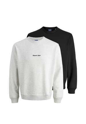 Cotton crewneck sweatshirts i lys grå og sort, med ribbede manchetter og kant, samt et lille broderet logo på den grå trøje.