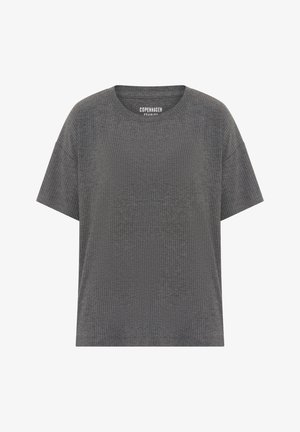 Camiseta de punto acanalado de manga corta en gris oscuro con cuello redondo y corte holgado de Copenhagen Studios.