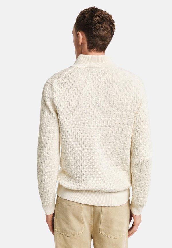 TEXTURED HALF ZIP - Jumper - cream4
