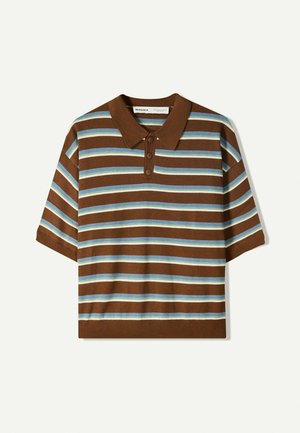 Bershka STRIPED - Poloshirt - dark brown