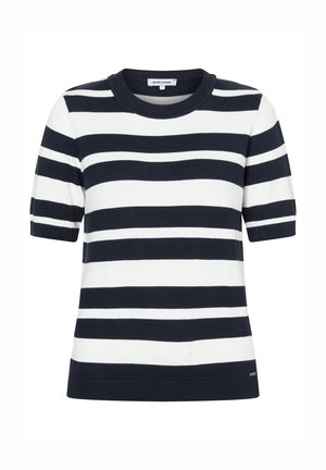 KURZARM-MIT STREIFEN - T-Shirt print - marine offwhite