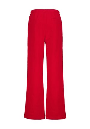 Rote, weit geschnittene Hosen mit elastischem Bund. Verfügt über eine Gesäßtasche und eine weiche Textur, ideal für die Freizeit.