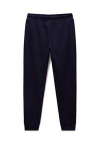 Marineblaue Jogginghose aus weichem Stoff, mit elastischem Bund, schmal zulaufenden Beinen und gerippten Bündchen an den Knöcheln.