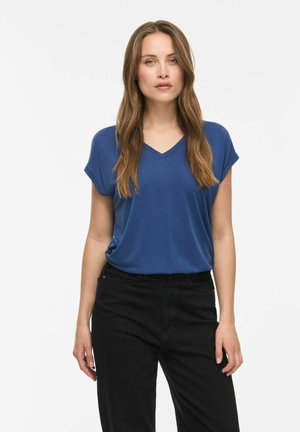 VILA VIMODALA V-NECK S/S TOP - NOOS - T-shirt basique - navy peony
