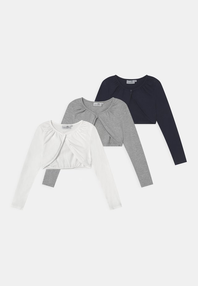 BOLERO 3 PACK - Strickjacke - navy/grey melange/white