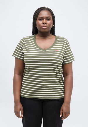 V NECK TEE - Tricou cu imprimeu - emily/deep depths