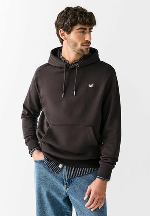 OVERHEAD FIT - SMALL GRAPHIC EMBROIDERY  . - Kapuzenpullover - chocolate brown