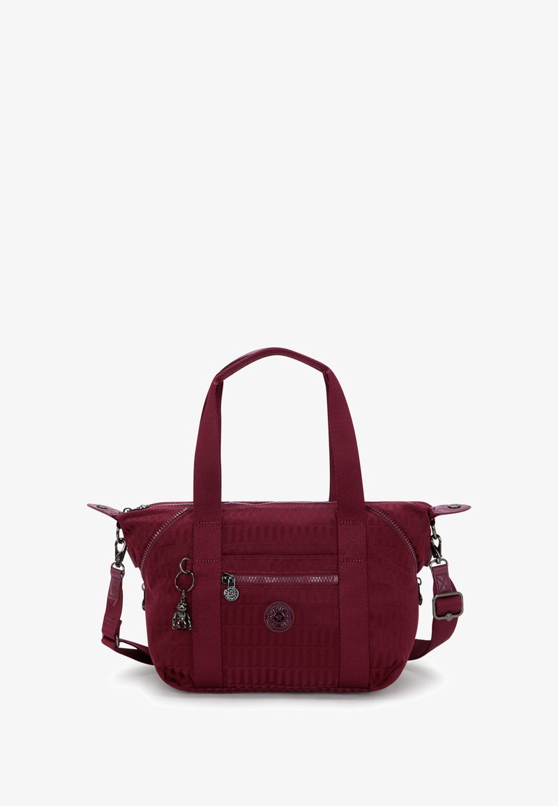 Borsa bordeaux in materiale testurizzato, con manici doppi, tracolla rimovibile e tasche con zip. Presenta dettagli con logo e charm.