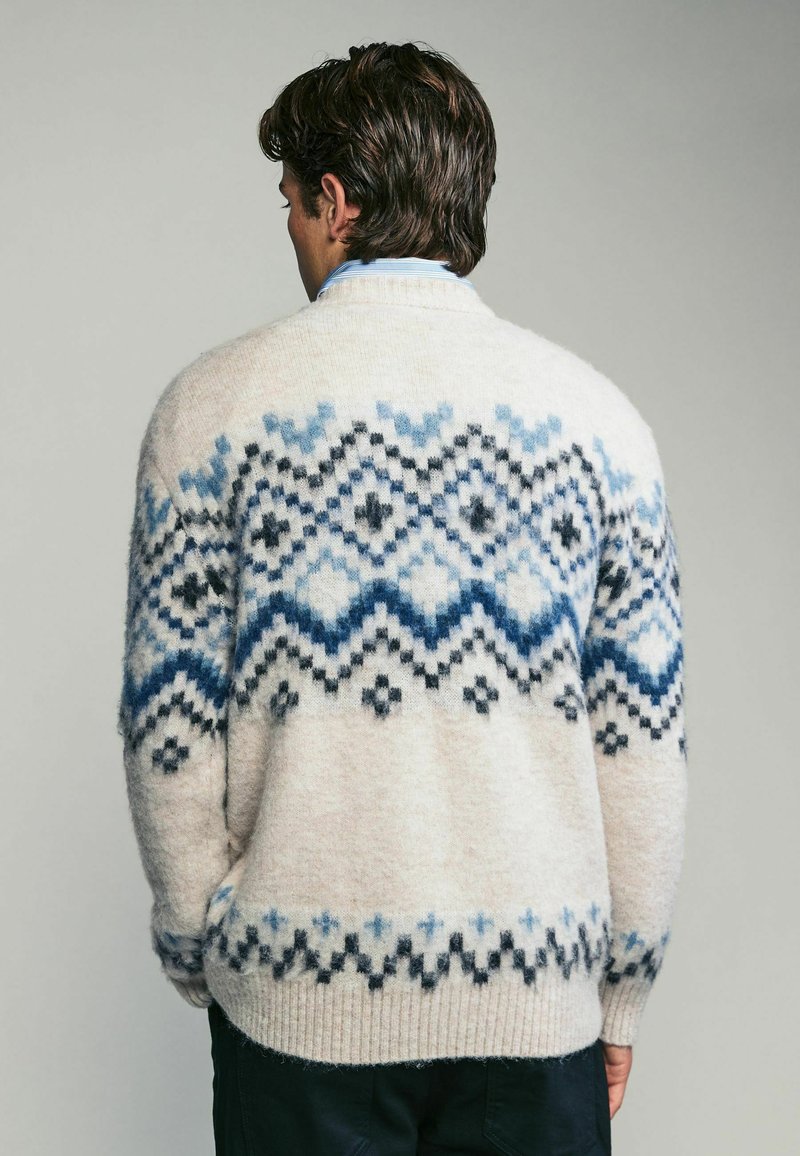 Fair Isle Herren Pullover Mit Knopfleiste Nordischer Fairisle