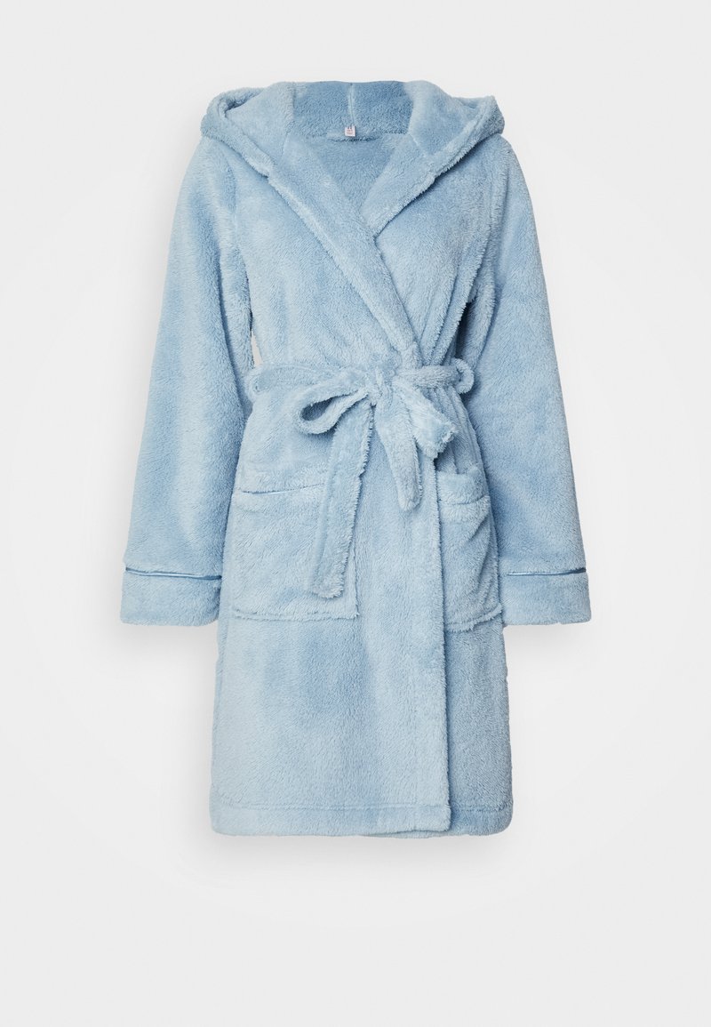 blue dressing gown with hood Polka dot lace-trim dress - Blue - M