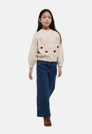 Monoprix, À FLEURS BRODÉES - Jean droit - stone denim