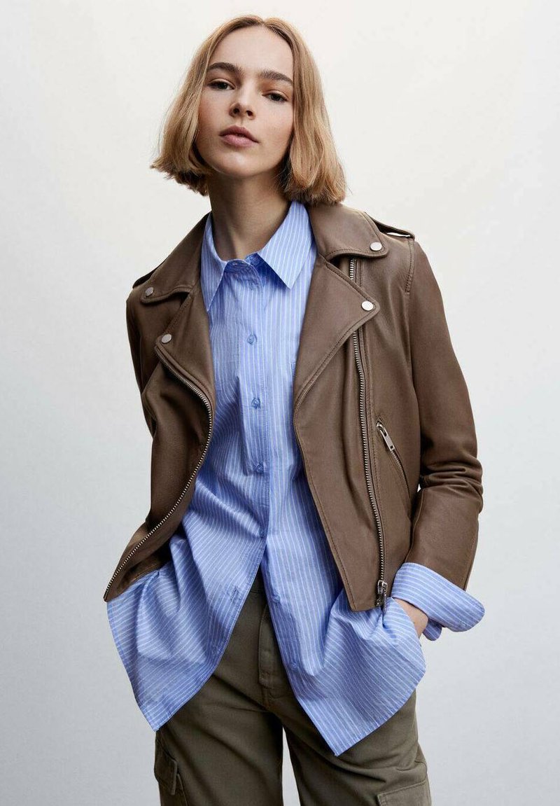 Mango CALA Veste en cuir medium brown/marron ZALANDO.FR