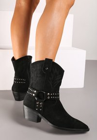 Super Mode Bottines de cowboy / motard - noir