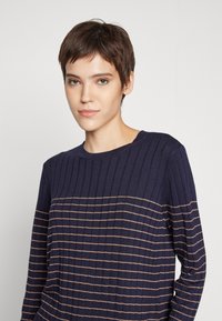 Gant Women Blue Striped Turtle Neck Full Sleeves Top