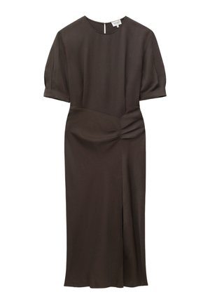 & OTHER STORIES, & OTHER STORIES PLEAT-DETAIL MIDI DRESS - Robe de jour - dark brown