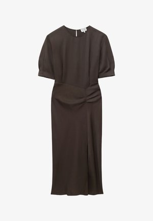 & OTHER STORIES, & OTHER STORIES PLEAT-DETAIL MIDI DRESS - Robe de jour - dark brown