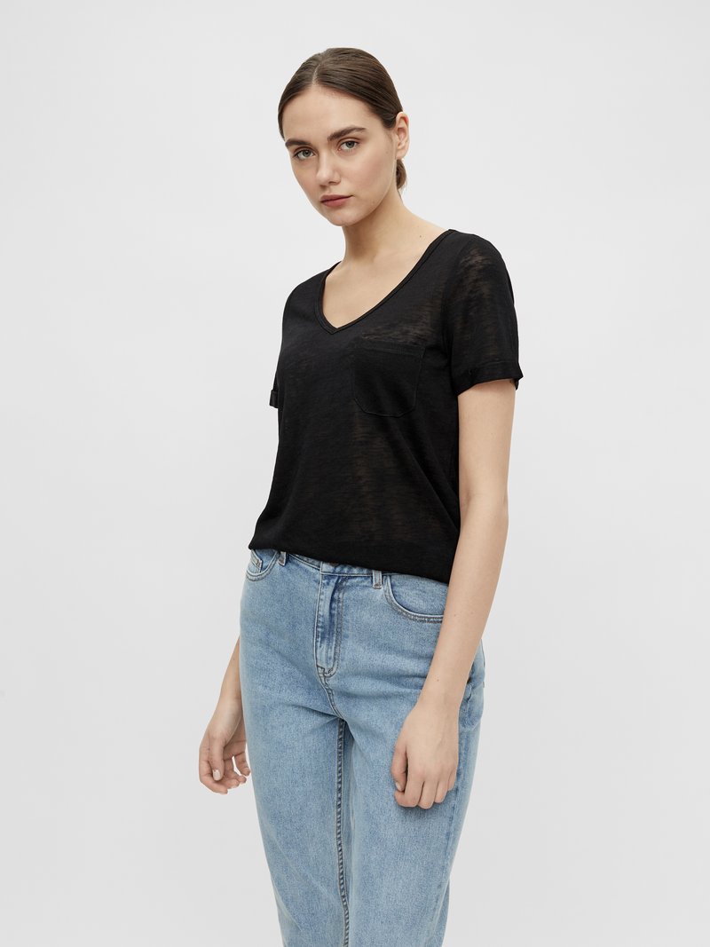 Objsanne S S Re Shirt Black