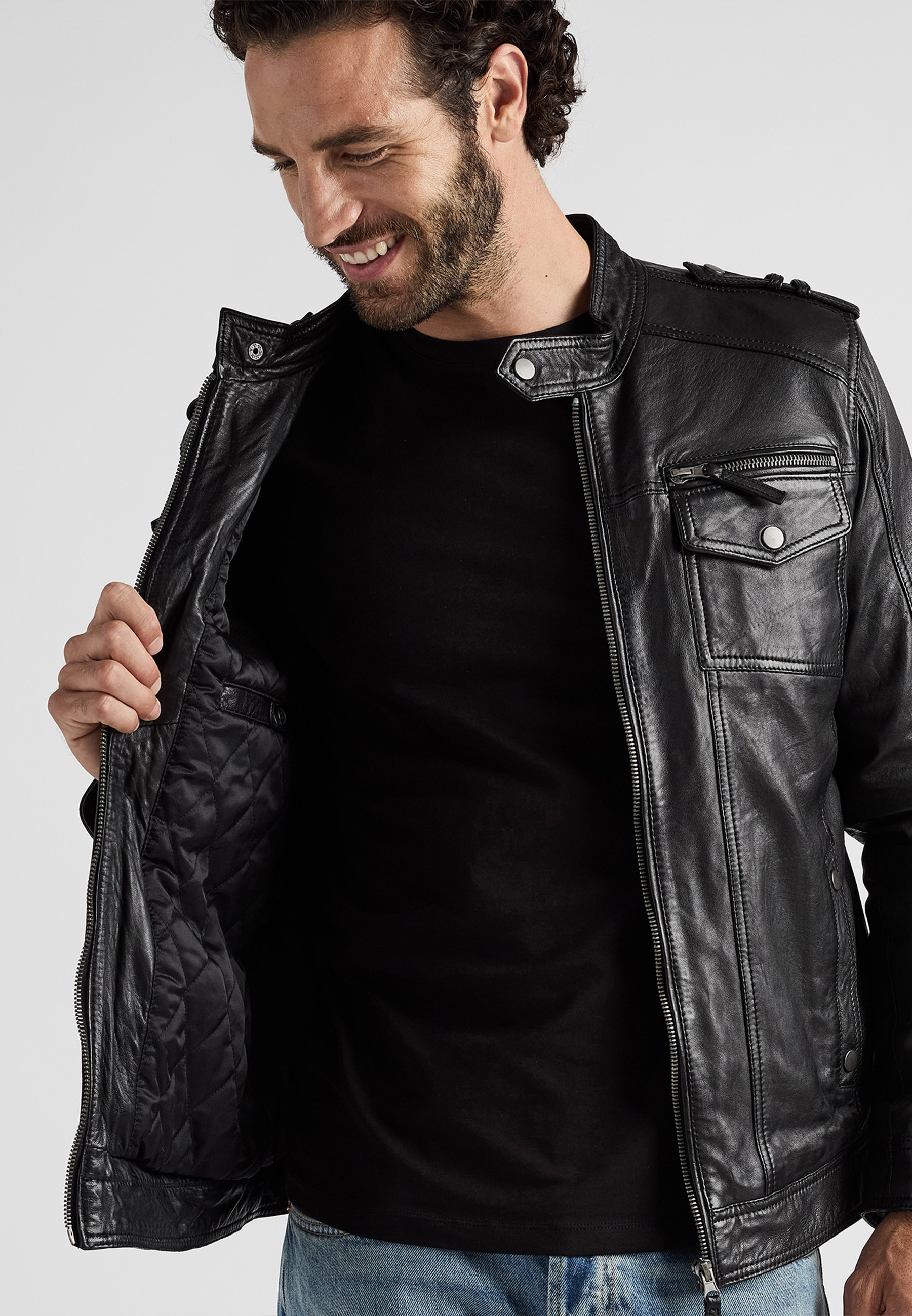 JCC Leather jacket - black - Zalando