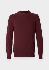 SADDLE SLEEVE CREW NECK - Strickpullover - burgundy heather