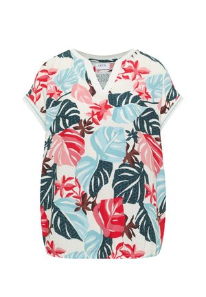 Cecil, BLOUSE WITH SPLIT NECK AND MIXED PRINT - Blůza - light alabaster white
