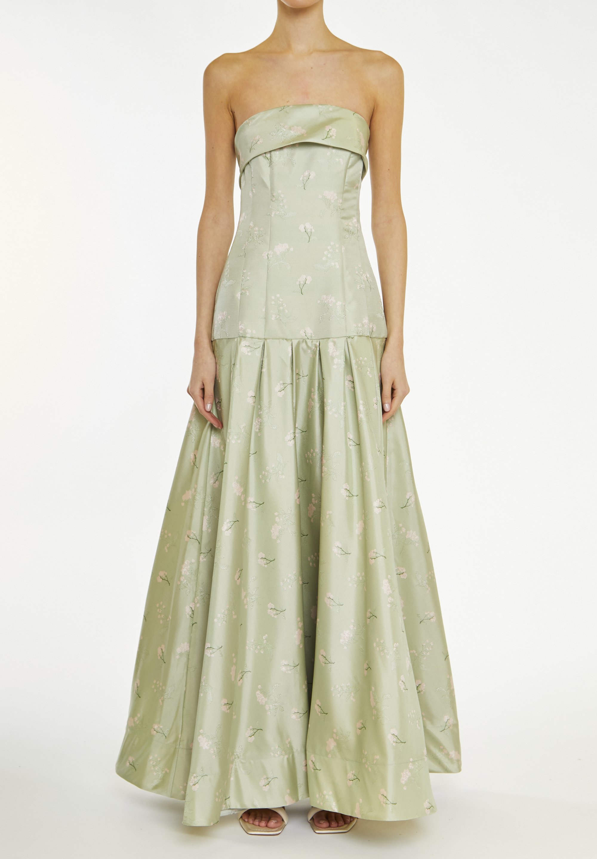 true decadence green dress Matilda Dusty-Green Embroidery Plunge-Front Cross-Back Maxi-Dress main image 0