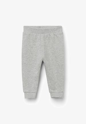 Szare dresowe spodnie bawełniane z elastycznym pasem, ściągaczami na nogawkach oraz miękką fakturą. Prosty design bez wzorów i zdobień.