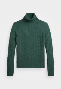WOOL CASHMERE CABLE ROLL NECK JUMPER - Pulóver - forest green heather
