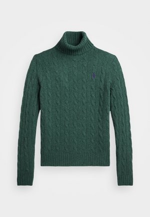WOOL-CASHMERE CABLE TURTLENECK SWEATER - Strikkegenser - forest green heather