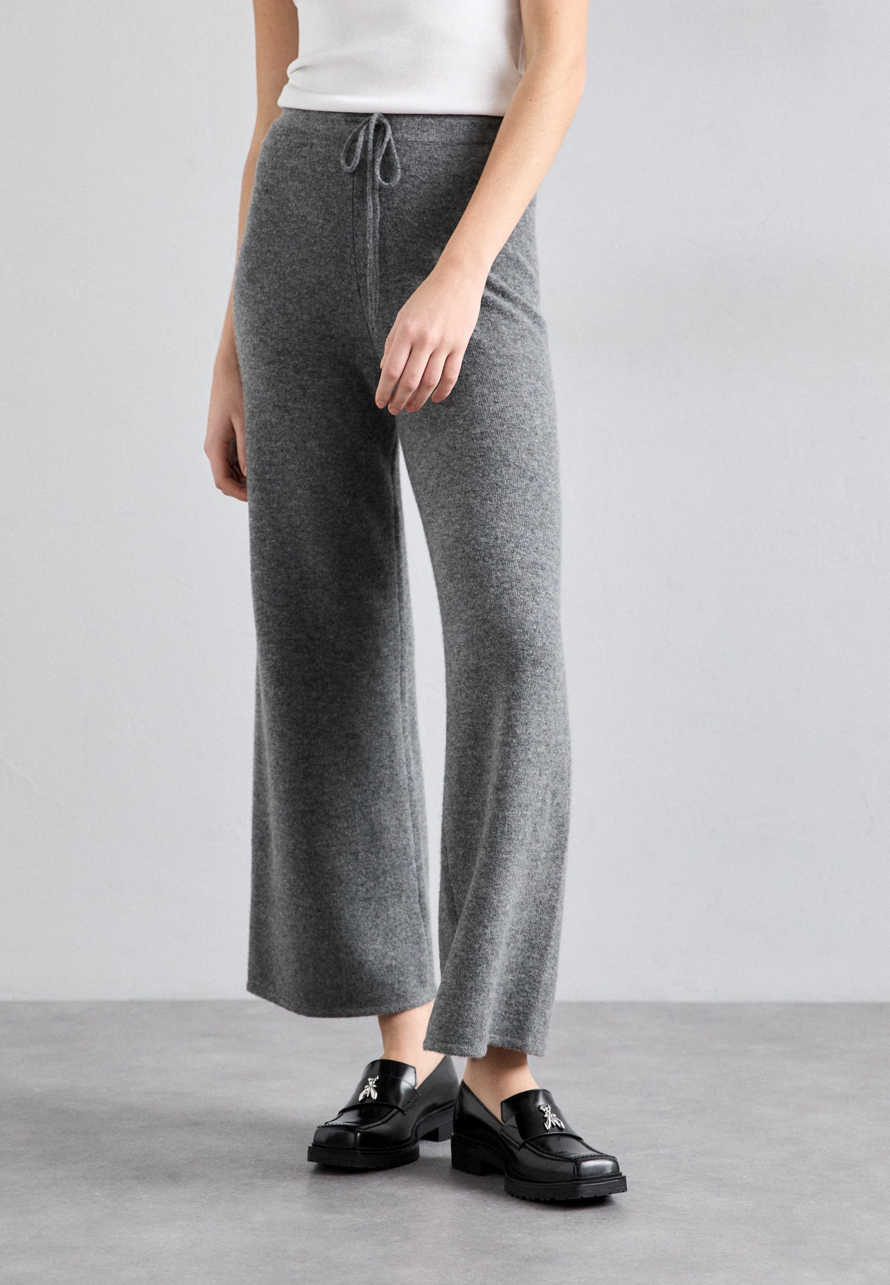 Theory COZY TRACK - Trousers - medium heather grey/dark grey