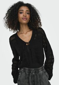 ONLY ONLLYKKE TIE CARDIGAN - Cardigan - black
