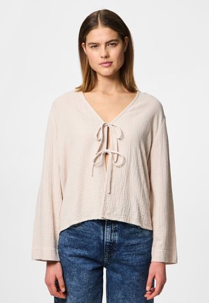 Pieces PCSASTINA BINDING - Blouse - silver gray