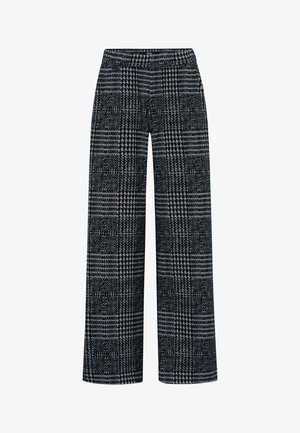 Pantalones anchos de cuadros negros y grises con un patrón de pata de gallo y cintura elástica.