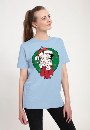 BETTY BOOP CHRISTMAS MISTLETOE WREATH - T-shirts print - light blue