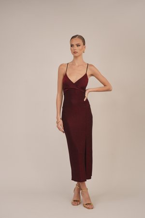 EXCLUSIVE NYE GLITTER  ARGENTINE MIDI - Rochie cocktail/Rochie petrecere - wine