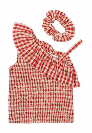 NALLY - Top - poppy red check