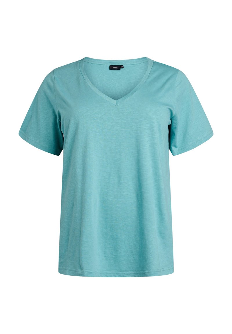 Zizzi T-shirt basic blauw